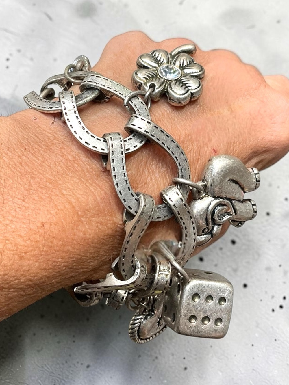 🌺LARGE Silver Good Luck Bracelet
